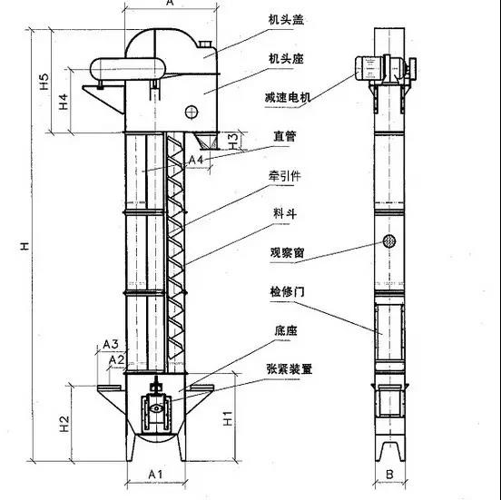 糧食玉米斗式提升機(jī)圖紙